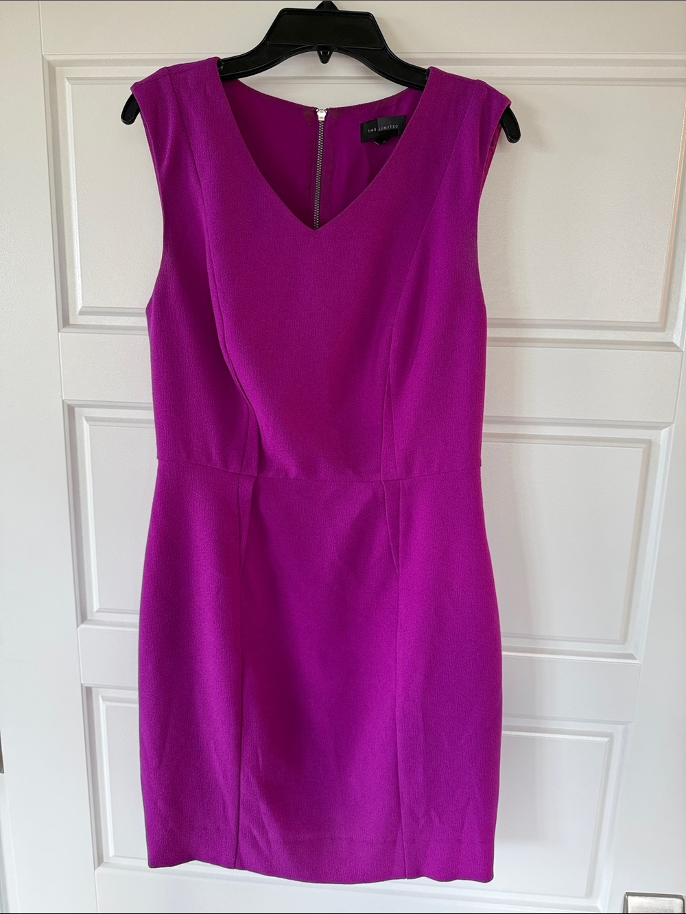 The Limited Fuchsia V-Neck Midi Sheath Dress